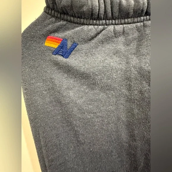 Aviator Nation Navy Track Pants with Yellow & Orange Side Stripe - Picture 5 of 8